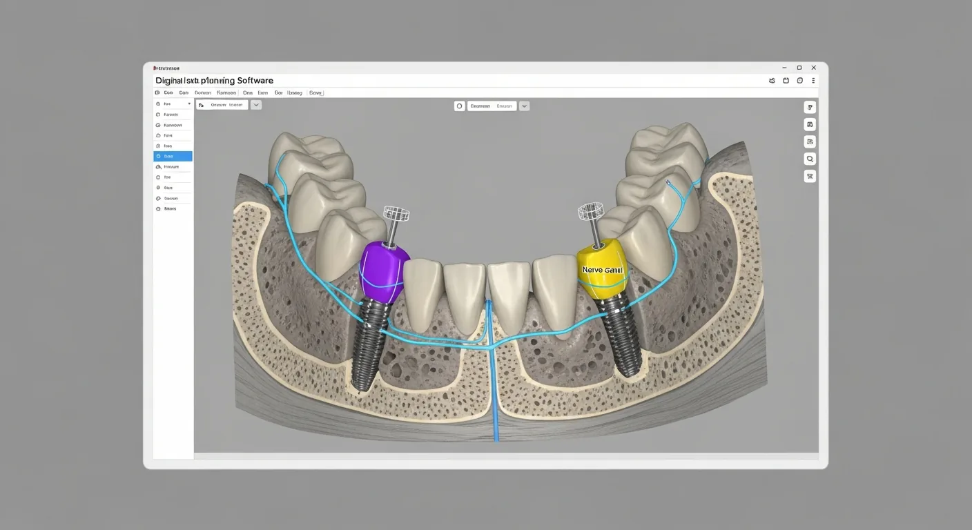 3D-Darstellung einer Implantatplanung am Bildschirm